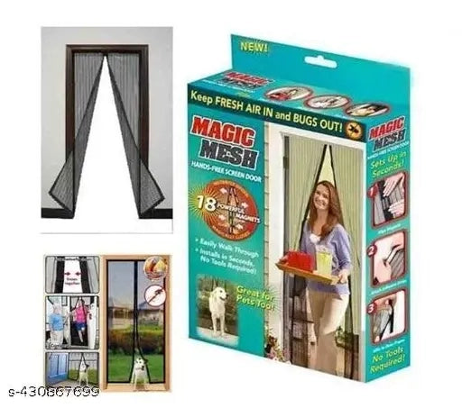 Polyester Magnetic Mosquito Net for Door | Mosquito Curtain for All Door Types.